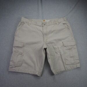 Carhartt Shorts Mens 42 Beige Tan Relaxed Fit Cargo Rugged Flex